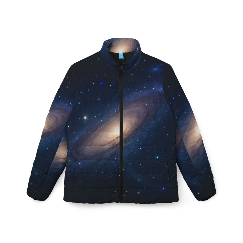 Galactic Women’s Puffer Jacket, Cosmic Print Coat, Astronaut Women's Outerwear, Space-Themed Winter Jacket, Trendy Astrophysics Style Printify