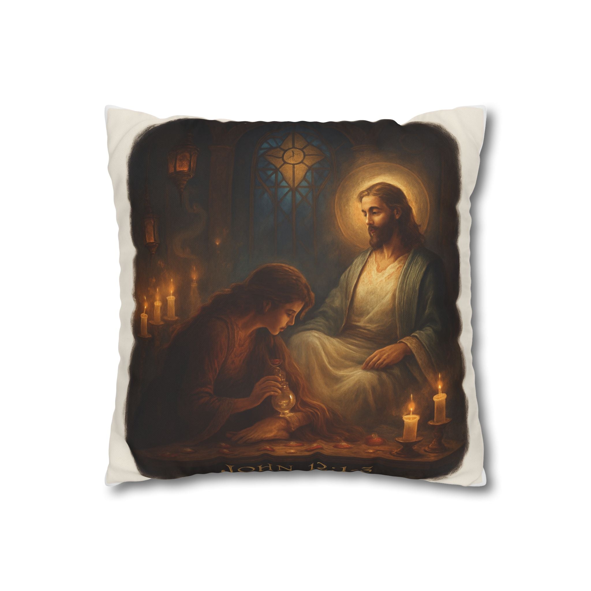 Religious Canvas Pillowcase with Jesus and Mary Design, Decorative Throw Pillow, Faith-Inspired Home Décor, Great for Gifts, Spiritual [...] Printify