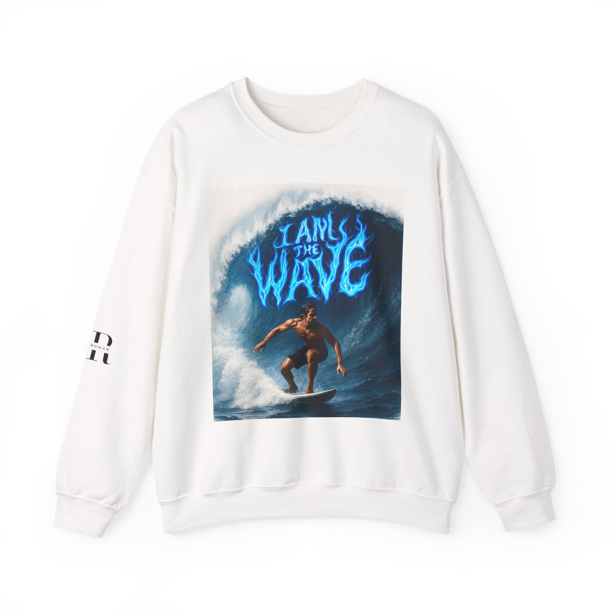 Crewneck Sweatshirt — 'I Am the Wave' Surfer Graphic Printify