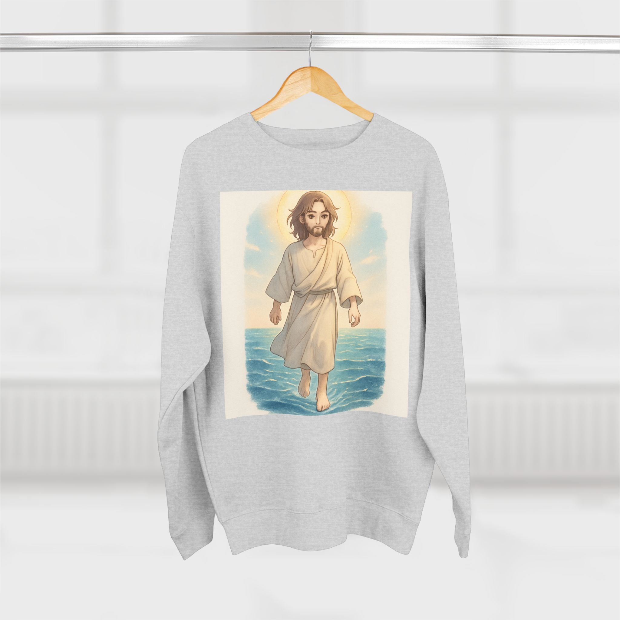 Inspirational Unisex Crewneck Sweatshirt with Jesus and Psalm 23 Design - Faith-Based Apparel for Comfort and Spirituality, Religious [...] Printify