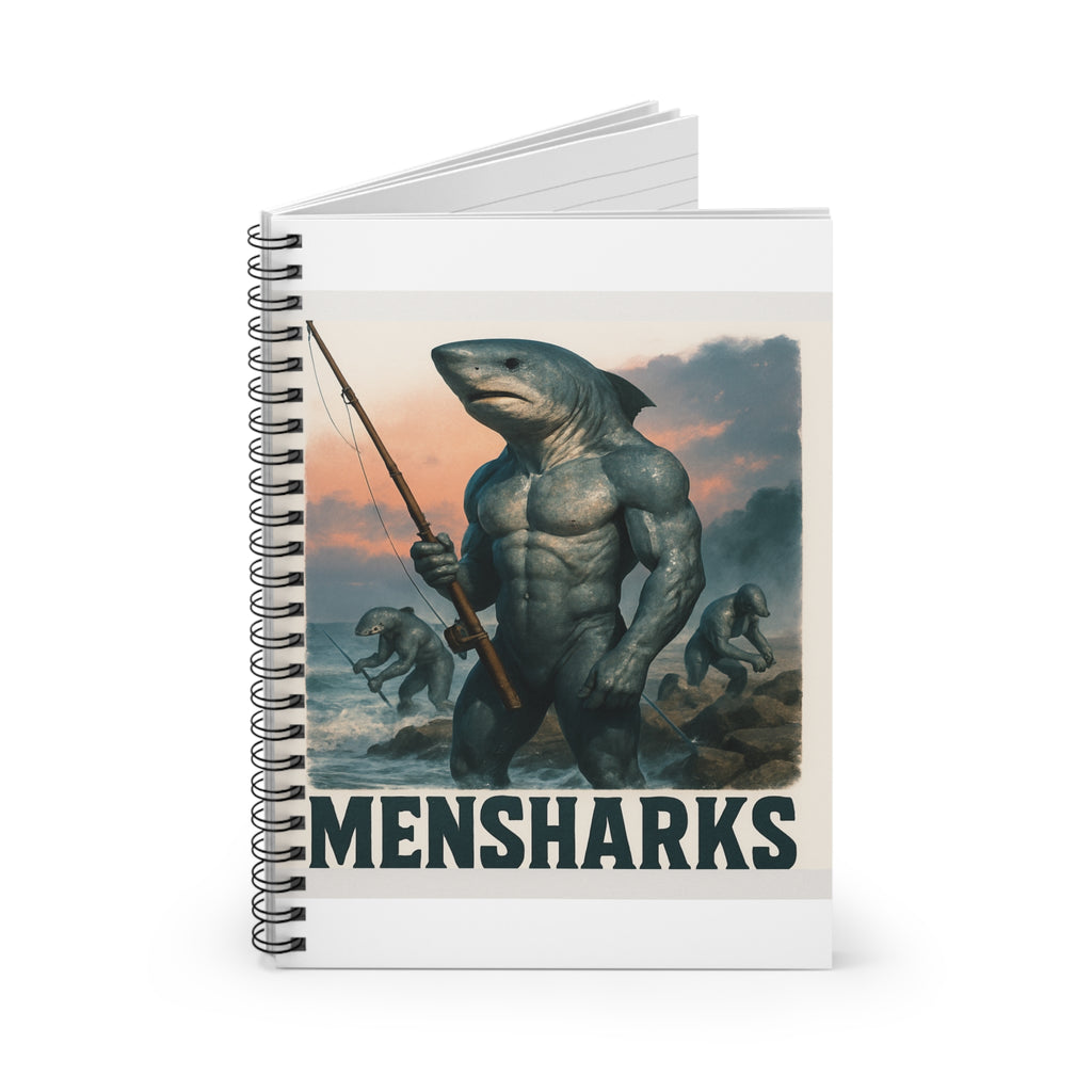Mensharks Themed Spiral Notebook - Perfect for Ideas, Sketching, Gifts, Journaling, and Shark Lovers