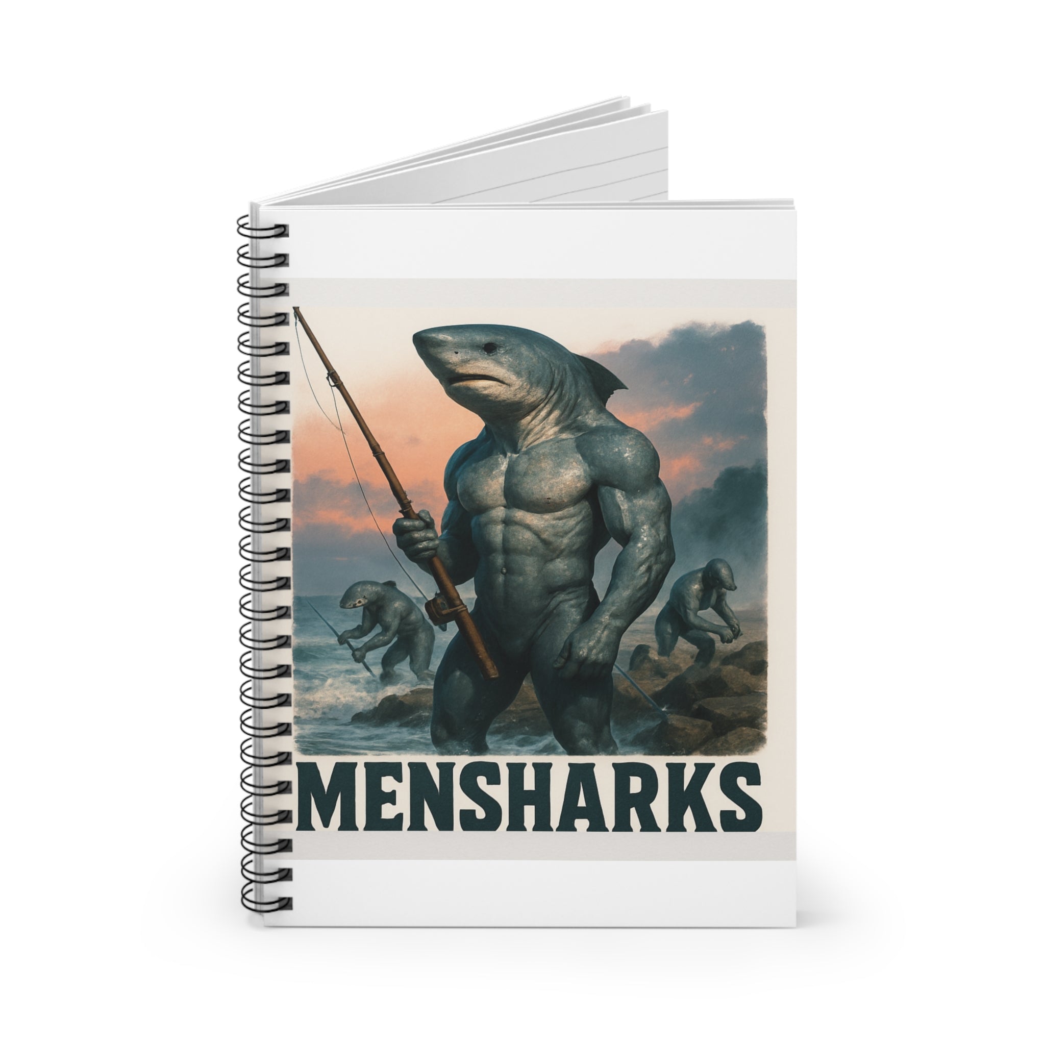 Mensharks Themed Spiral Notebook - Perfect for Ideas, Sketching, Gifts, Journaling, and Shark Lovers