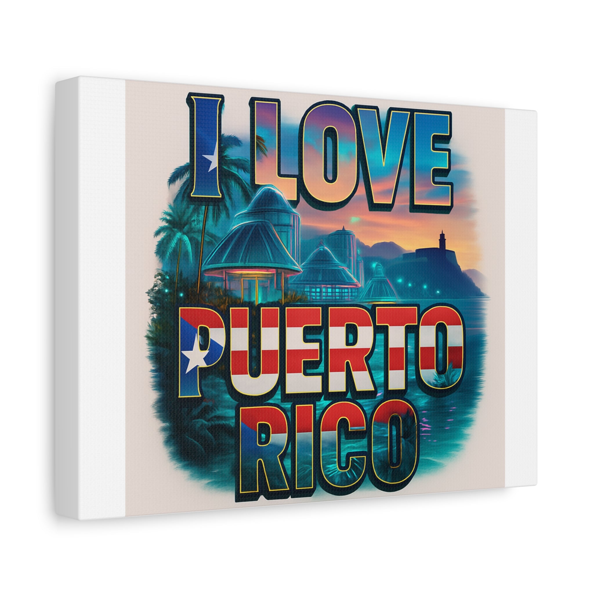 I Love Puerto Rico Canvas Print, Tropical Wall Art, Home Decor, Travel Gift, Puerto Rico Decor, Coastal Vibe, Art for Caribbean Lovers