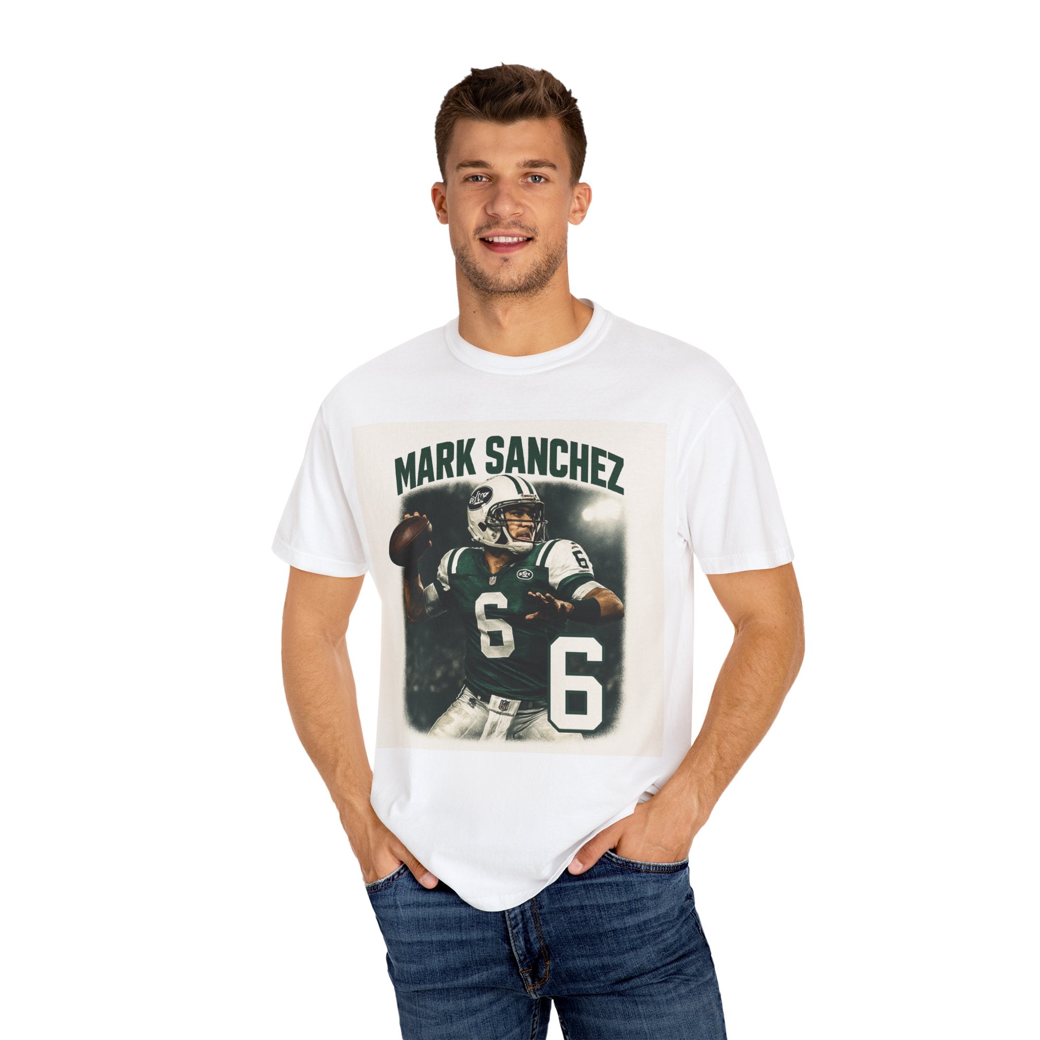 Mark Sanchez Vintage T-Shirt, Unisex Sports Tee for NFL Fans, Retro Football Shirt, Perfect Gift for Game Day and Sports Events