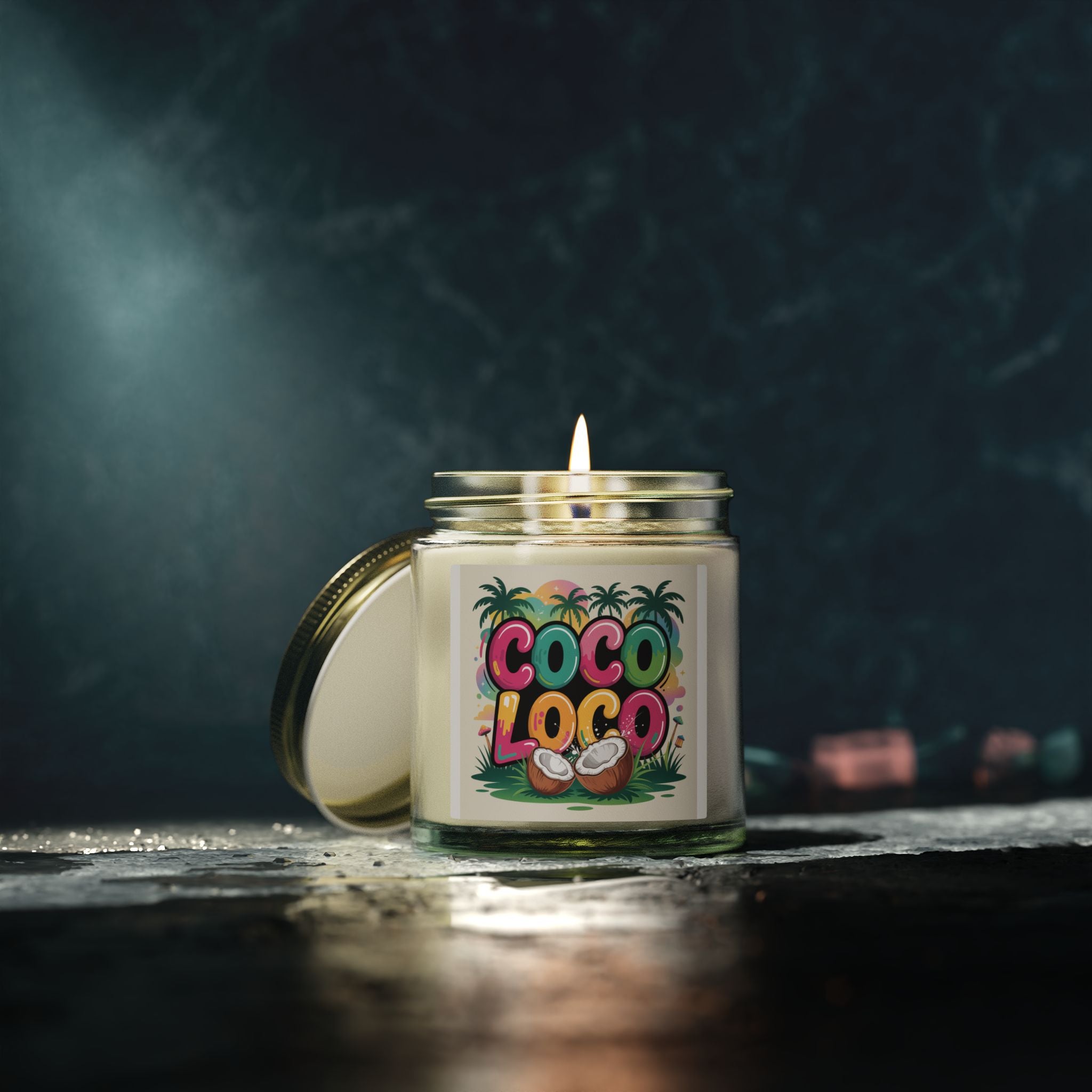 Coco Loco Coconut Apricot Scented Candle (4oz & 9oz) Printify