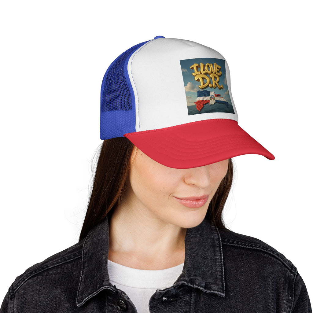I Love D.R. Trucker Cap – Fun, Casual Hat for Dominican Republic Fans, Summer Style, Travel Accessory, Gift for Celebrations, Vacation Gear
