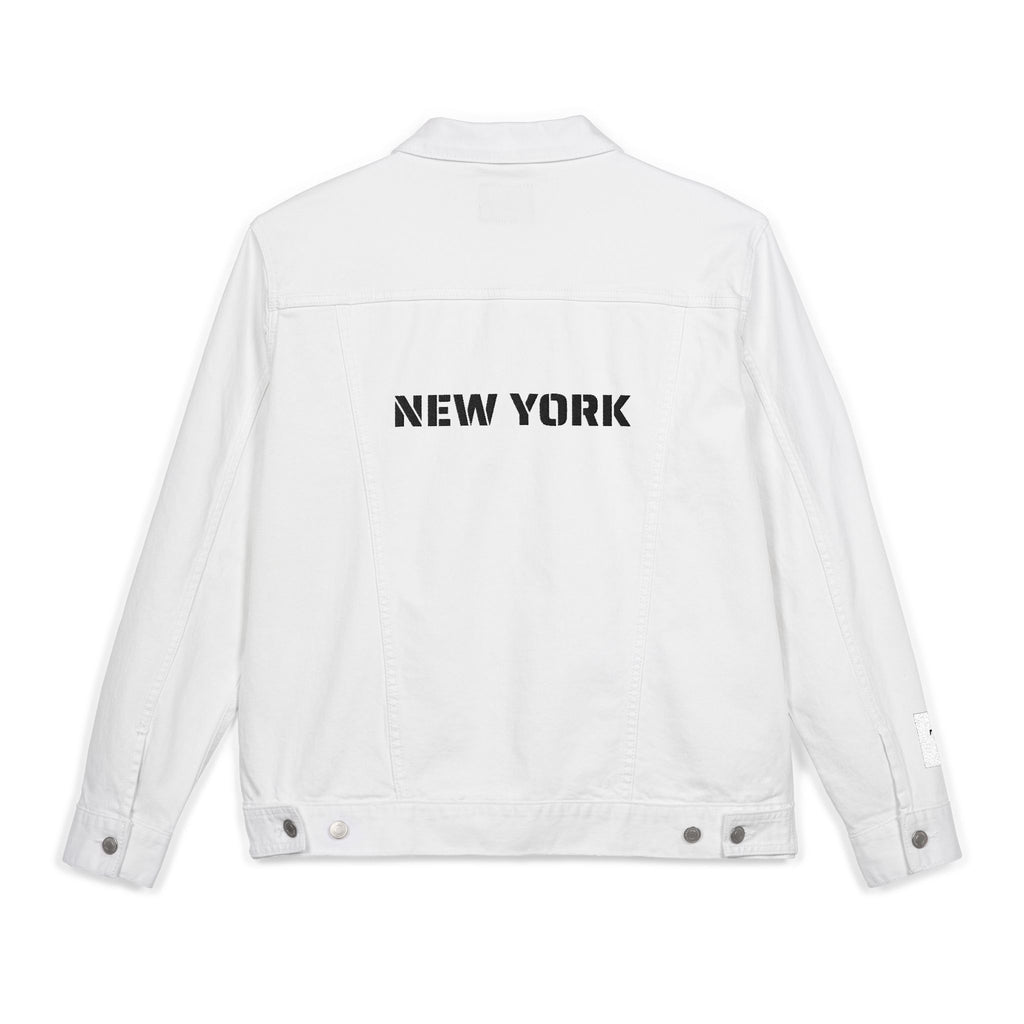 Unisex Embroidered Denim Jacket, NY Style Casual Jacket, Personalized Gift for Him/Her, Fashionable Outerwear, Summer Layering Piece