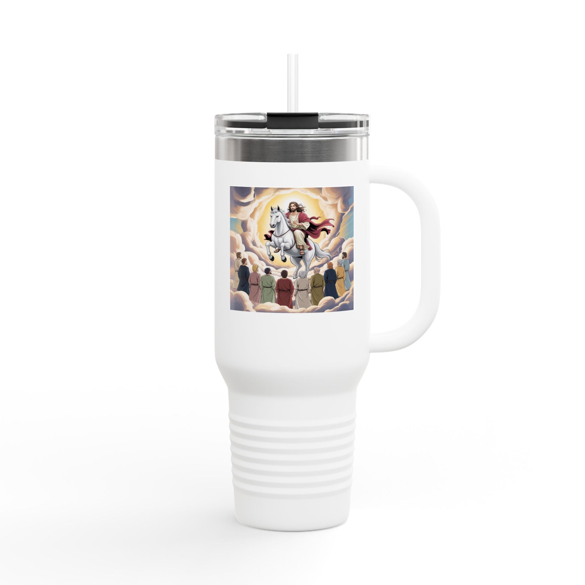 40oz Insulated Travel Mug — Christian Jesus Risen Design, Faith & Worship Tumbler Printify
