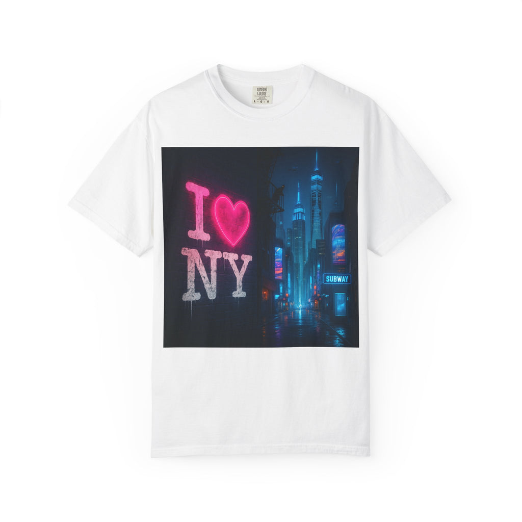 I Love NY Unisex Garment-Dyed T-Shirt - Casual NYC Tee Printify