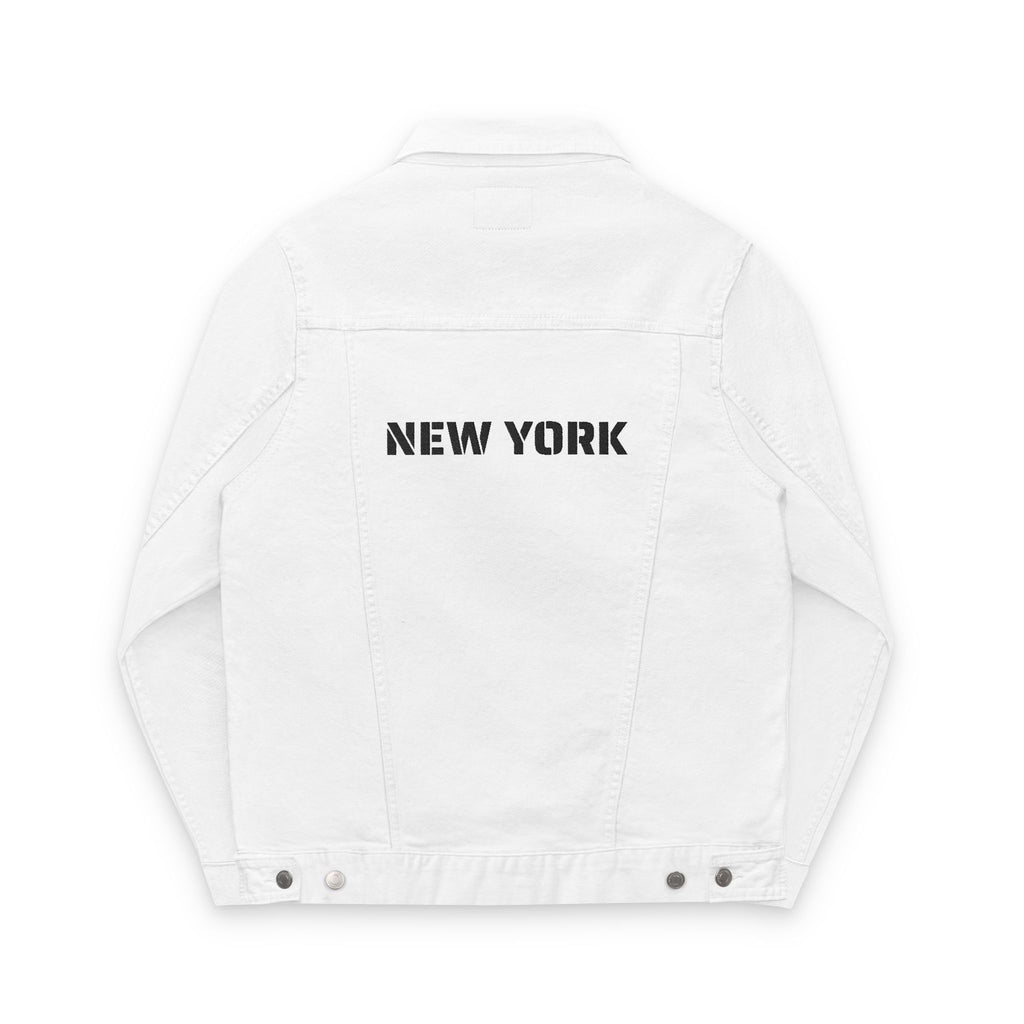 Unisex Embroidered Denim Jacket, NY Style Casual Jacket, Personalized Gift for Him/Her, Fashionable Outerwear, Summer Layering Piece