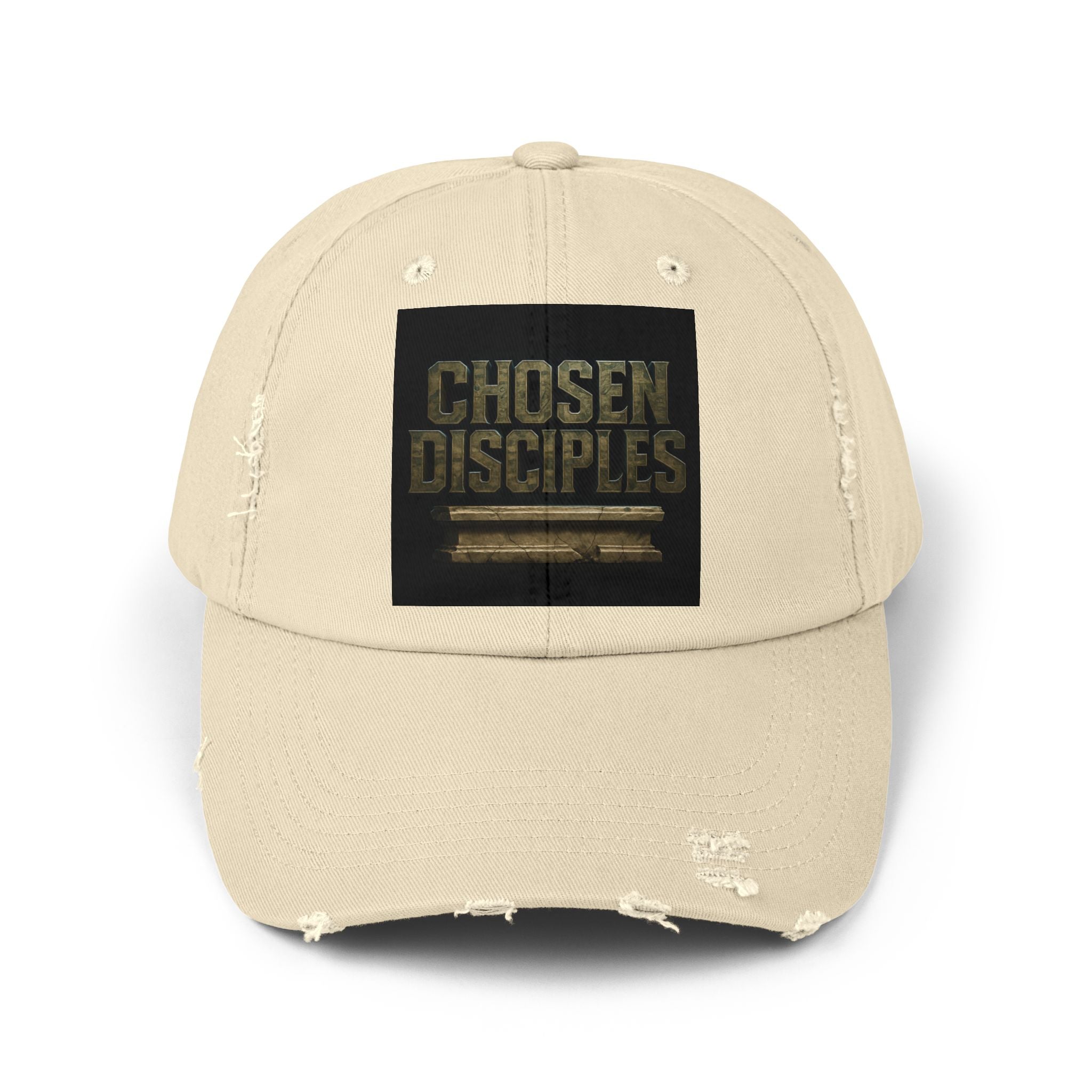 Distressed Cap with 'Chosen Disciples' Print, Casual Hat for Everyday Wear, Gift for Faith-Focused Friends, Trendy Streetwear, Great [...] Printify