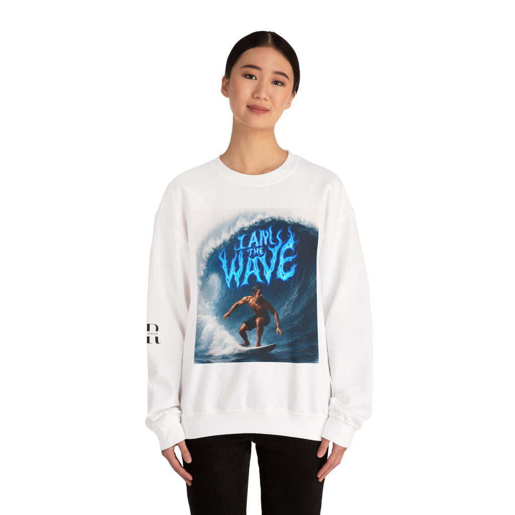 Crewneck Sweatshirt — 'I Am the Wave' Surfer Graphic Printify