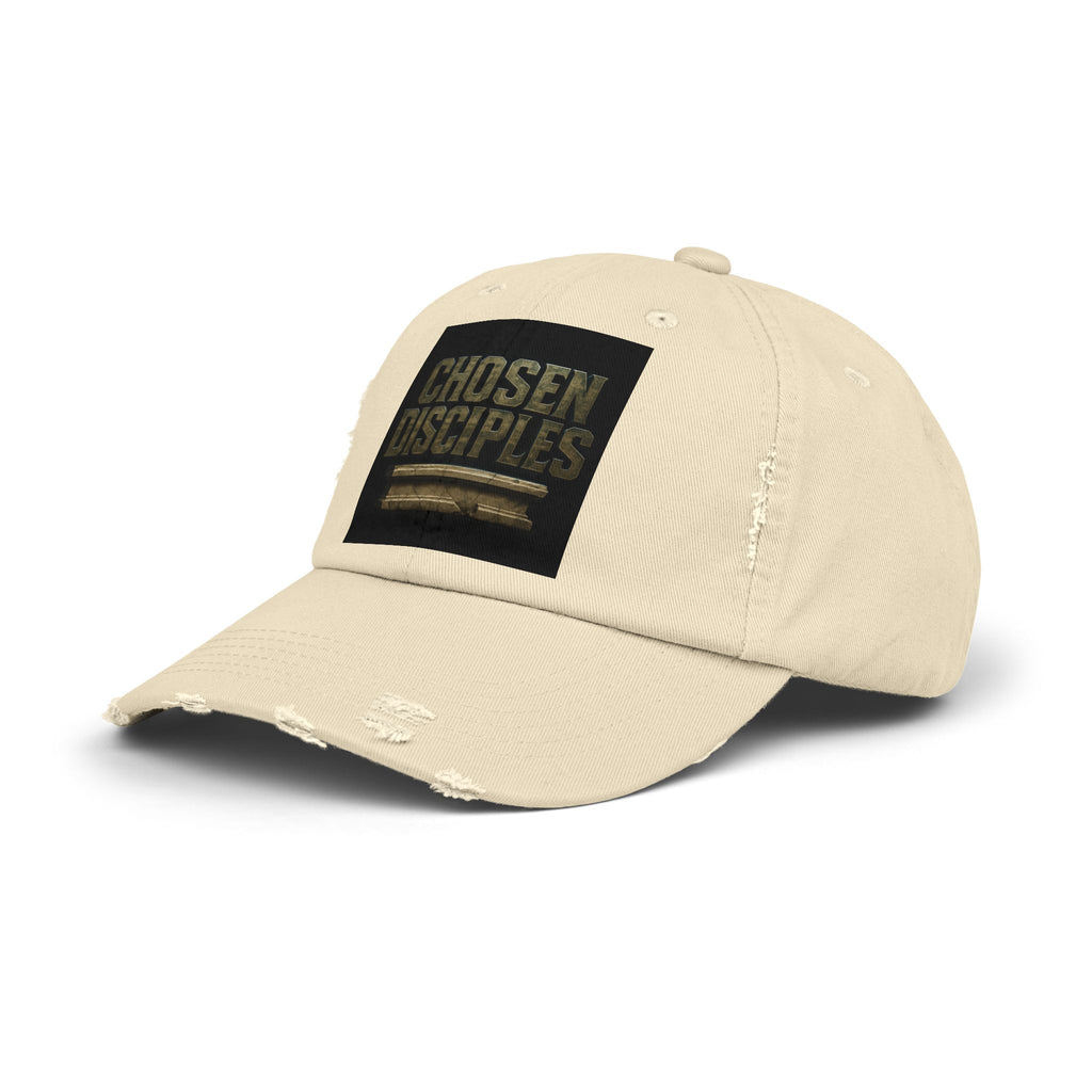 Distressed Cap with 'Chosen Disciples' Print, Casual Hat for Everyday Wear, Gift for Faith-Focused Friends, Trendy Streetwear, Great [...] Printify