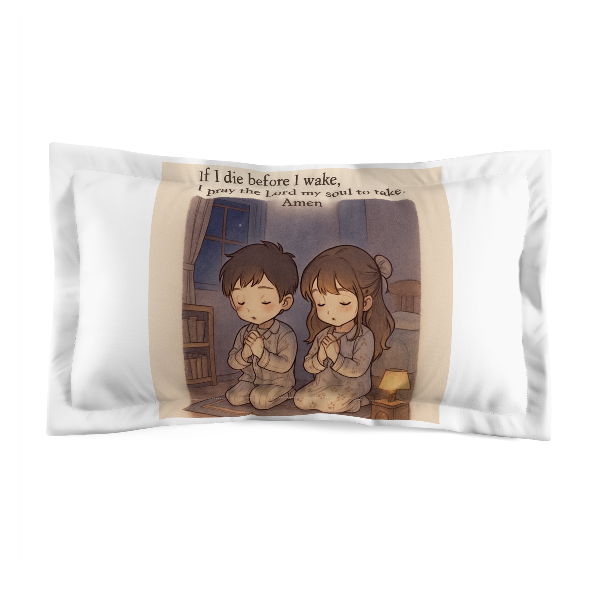 Cozy Microfiber Pillow Sham with Prayer Design, Decorative Bedding, Cute Bedroom Accent, Comfort Gift, Nursery Decor Printify