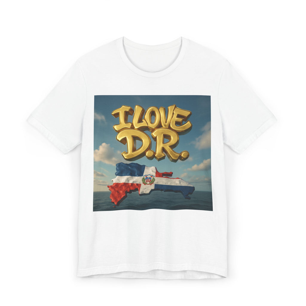 I Love D.R. Unisex Jersey T-Shirt, Dominican Republic Shirt, Vacation Tee, Travel Apparel, Gift for Her, Gift for Him Printify