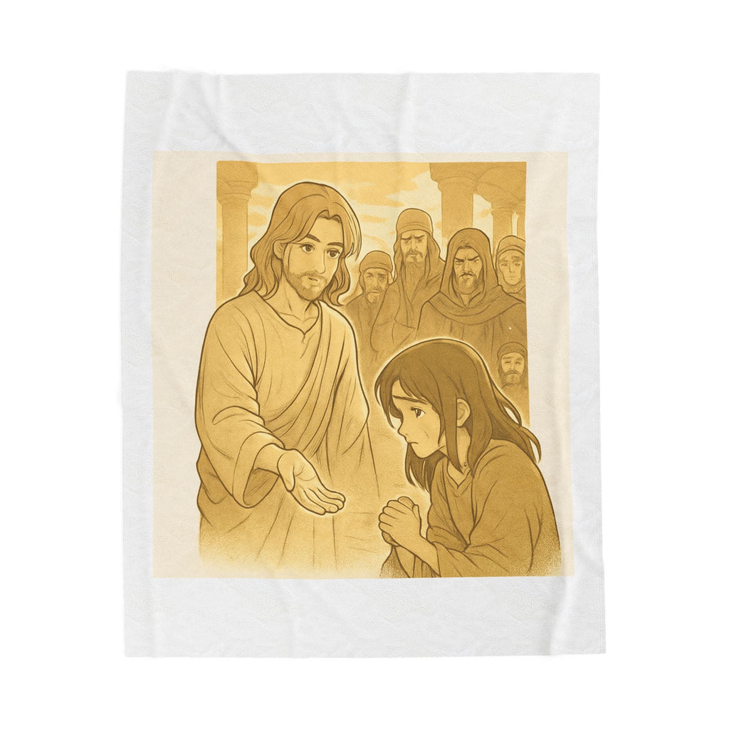 Jesus Inspirational Velveteen Plush Blanket, Faith Comfort Throw, Religious Gift for Easter, Christian Home Decor, Cozy Bed Blanket Printify