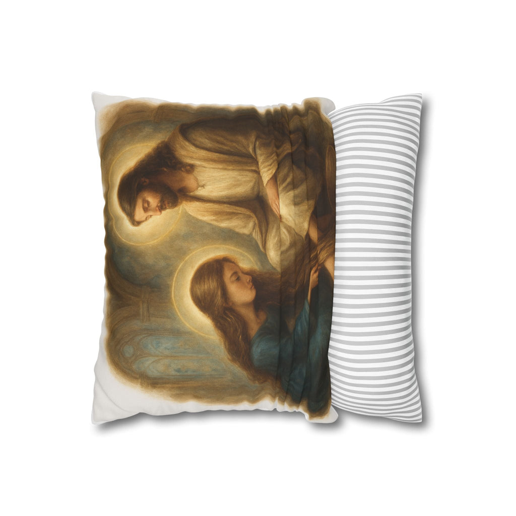 Religious Canvas Pillowcase with Jesus and Mary Design, Decorative Throw Pillow, Faith-Inspired Home Décor, Great for Gifts, Spiritual [...] Printify