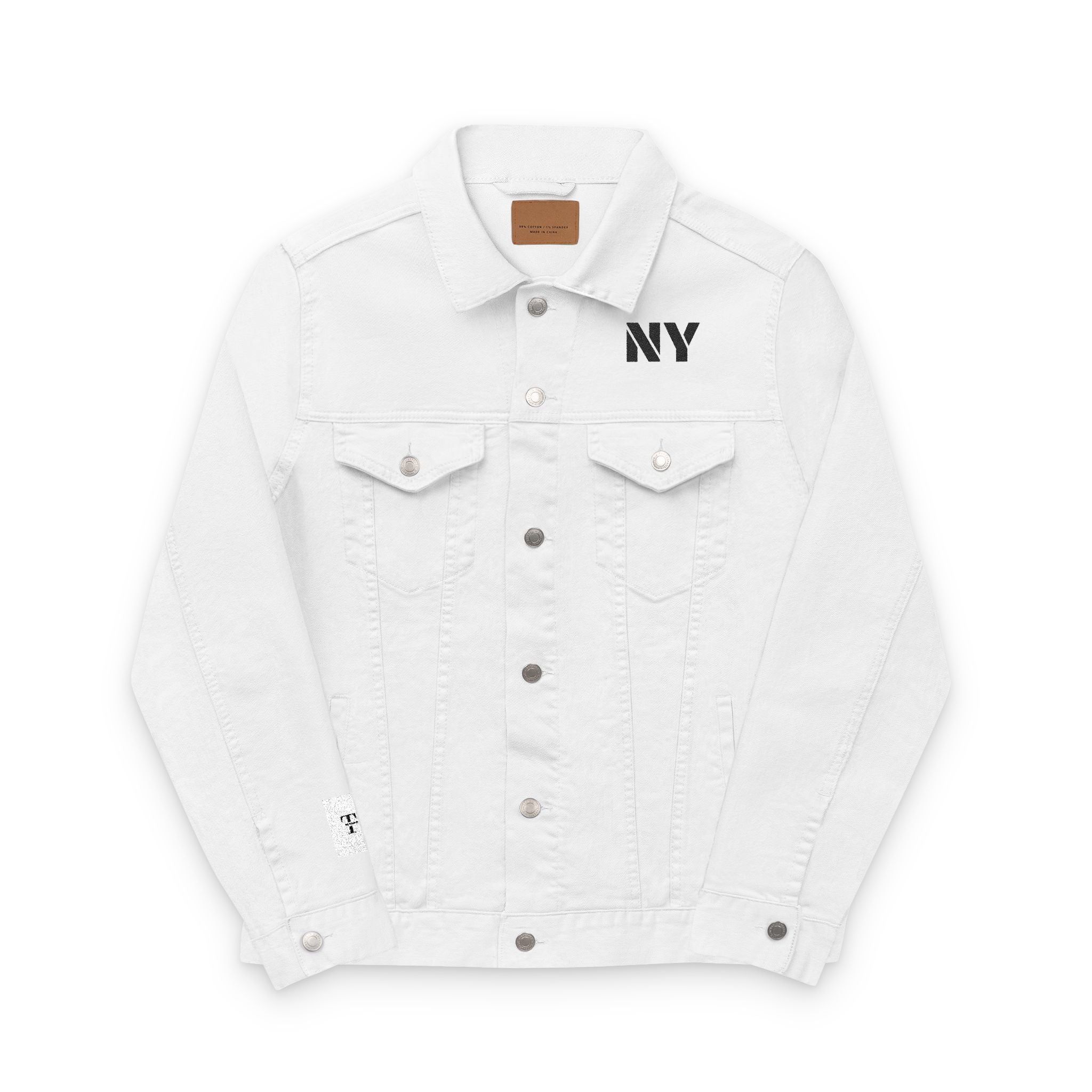 Unisex Embroidered Denim Jacket, NY Style Casual Jacket, Personalized Gift for Him/Her, Fashionable Outerwear, Summer Layering Piece Printify