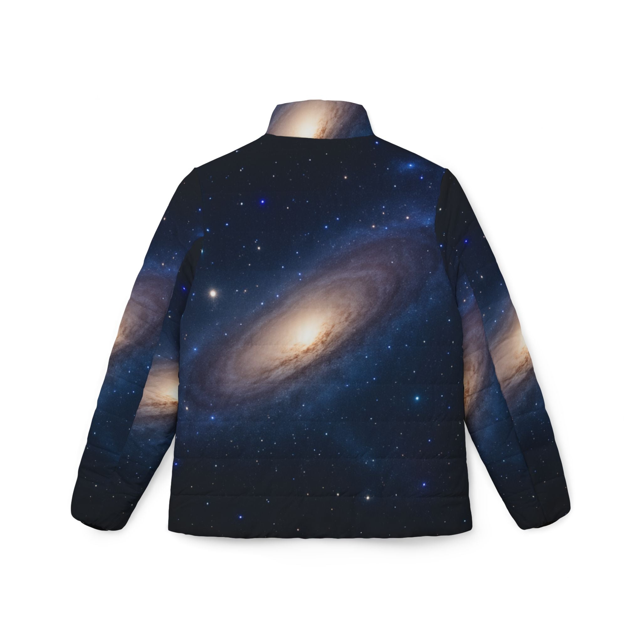 Galactic Women’s Puffer Jacket, Cosmic Print Coat, Astronaut Women's Outerwear, Space-Themed Winter Jacket, Trendy Astrophysics Style