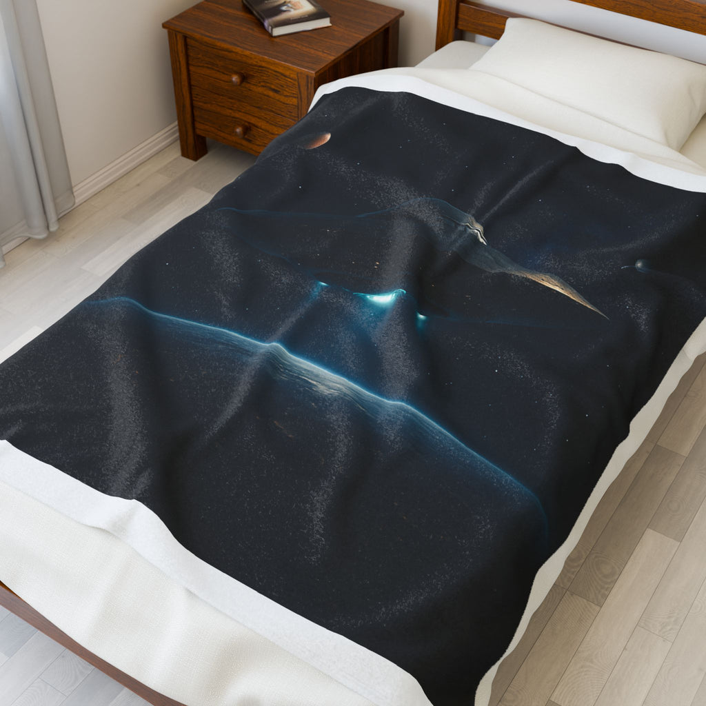 Cosmic UFO Velveteen Plush Blanket Printify